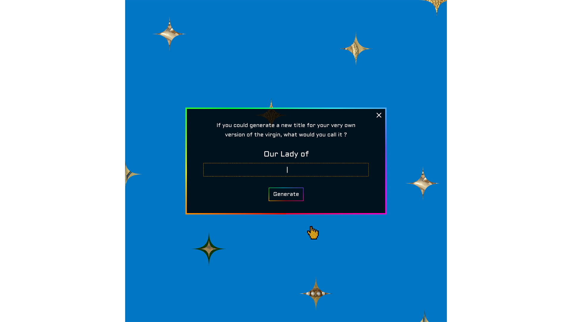 Screen View from ‘Our Lady of I Can be Anything You Want Me To’